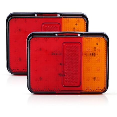 2 pièces de feux arrière LED 12V 30 LED pour remorque, camion, bateau, rouge et ambre,de