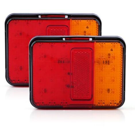 2 pièces de feux arrière LED 12V 30 LED pour remorque, camion, bateau, rouge et ambre,de dyk.Trywise