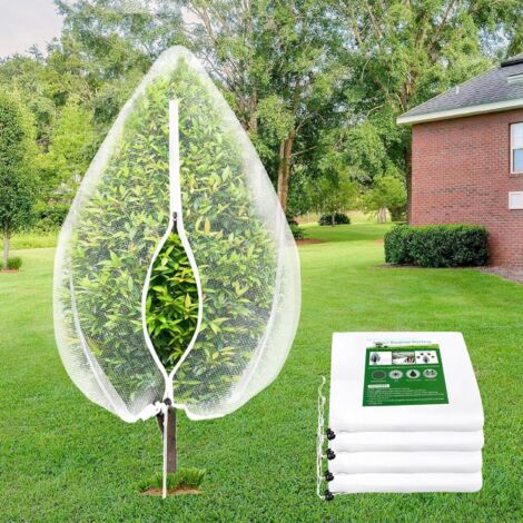 2 pièces de grand filet pour arbre fruitier avec cordon de serrage et fermeture éclair, filet de jardin de 2,44  2,44 m pour la protection du jardin, filet anti-insectes et oiseaux pour arbres
