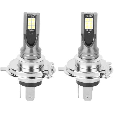 2 pièces de lampe de brouillard avant LED 3030‑12LED 24W pour voiture, moto, support H4