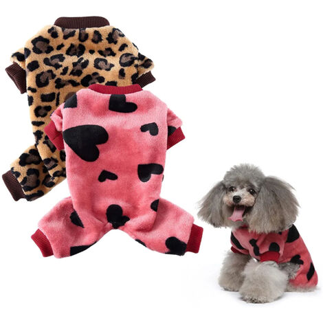 2 pièces de pyjamas pour animaux de compagnie, vêtements chauds à quatre pattes pour chien, vêtements d'hiver en laine pour animaux de compagnie l