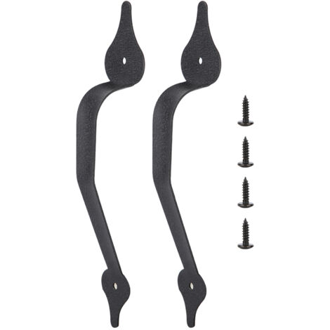 2 pièces de quincaillerie en acier au carbone noir pour poignées de porte coulissante de placard ou de garage