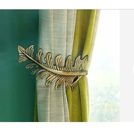 2 pièces de retenue de Rideau Rustique, Grands Crochets d'embrasse de Rideau de Conception de Feuille Vintage, retenue de Rideau décoratif rétro,Bronzo