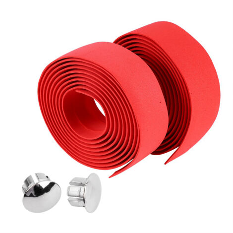 2 pièces de ruban adhésif pour guidon de vélo de route, 2 bouchons de barre (noir + blanc)