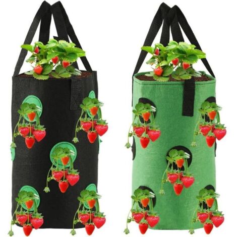 2 Pièces de Sacs à Plants Mural. Sacs de Culture Cylindriques Suspendus Jardinière Murale de Jardin Verticale Durable pour Plantation Suspendue Intérieure et Extérieure
