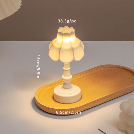 2 pièces de veilleuses rétro, fleurs de lotus, lampes de chevet de chambre, décorations de bureau créatives pour dortoir, lampe de sommeil (blanc)