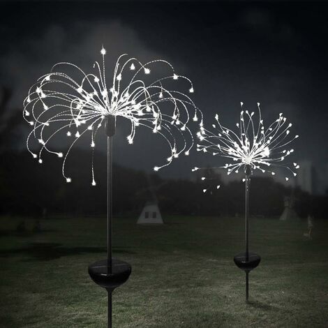 2 Pièces Décoration de jardin Feu d'artifice solaire - 120 LED- LED Solaire Extérieur pour Terrasse