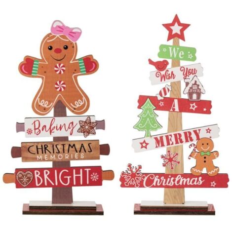 2 Pièces Décoration de Table de Noël, Panneau de Bureau, Sapin de Noël Décoratif, Père Noël Nain, Mini Arbre de Noël