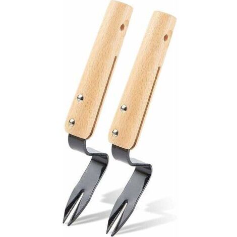 2 Pièces Désherbeur à Main, extracteur de Mauvaises Herbes à Fourche de désherbage Manuel des Racines, Outil de désherbage avec poignée pour l'entretien du Jardin,Fontainebleau