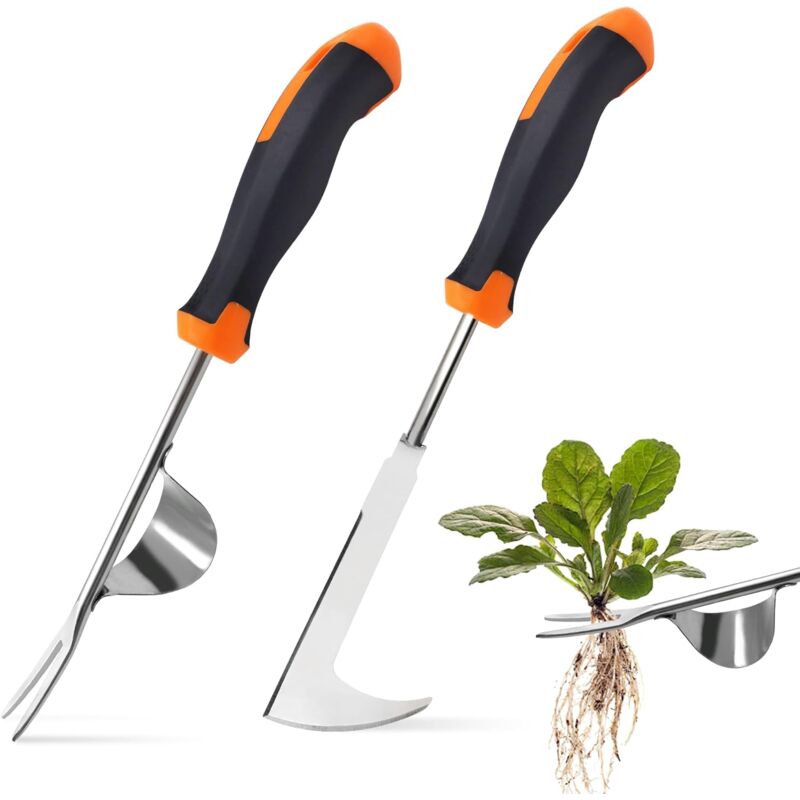 2 Pièces Désherbeur Manuel Acier Inoxydable Arrache Mauvaise Herbe,Arrache Pissenlit Couteau Désherbeur Désherbeurs Manuels Tire Racine Outils