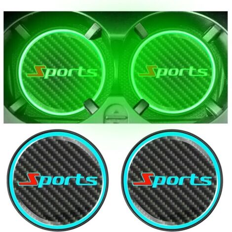 2 Pièces Dessous Verre Accessoires Automobile, Universel Tapis Tasse Antidérapant pour Voiture, sous-Verres De Voiture pour Les Hommes Femmes, Tapis Tasse Lumineux Et Créatif(Sports)