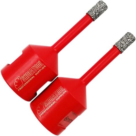 2 Pieces Diamond Drill Bits 6mm Drilling Bits with M14 Thread for Dry Drilling in Porcelain Tile Granite Marble