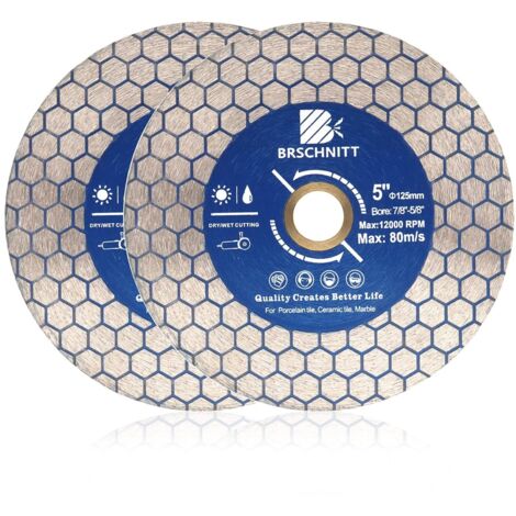 2 Pièces - Disque Diamant - Lame De Scie - Double Face Pour Porcelaine Céramique Marbre Granit Usage Humide Ou Sec Noir 125x25mm