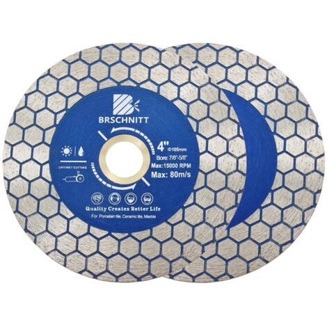 2 Pièces - Disque Diamant - Lame De Scie - Double Face Pour Porcelaine Et Marbre - Coupe À Sec Ou Humide - Gris - 10,5cm