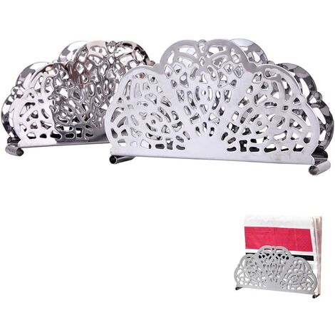 2 Pièces Distributeur de Serviettes Vertical, Support Serviette Papier, Porte Serviettes Papier, Acier Inoxydable, pour Comptoirs de Cuisine, Table à Manger, Décoration de Fête (14x7,6x3,2cm, Argent)