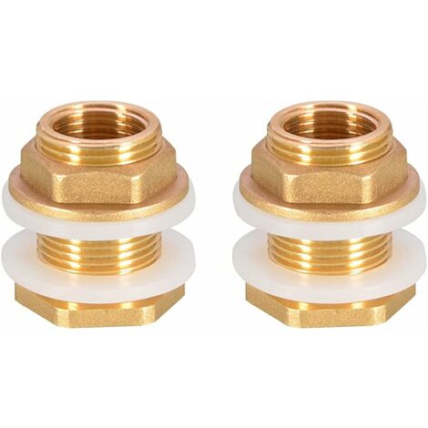 2 Pieces Dn20 3/4 Brass Water Tank Water Hose Fitting Adapter Faucet Rain Bucket Socket Brass Tank Socket for Faucet Rain Bucket Water Tank