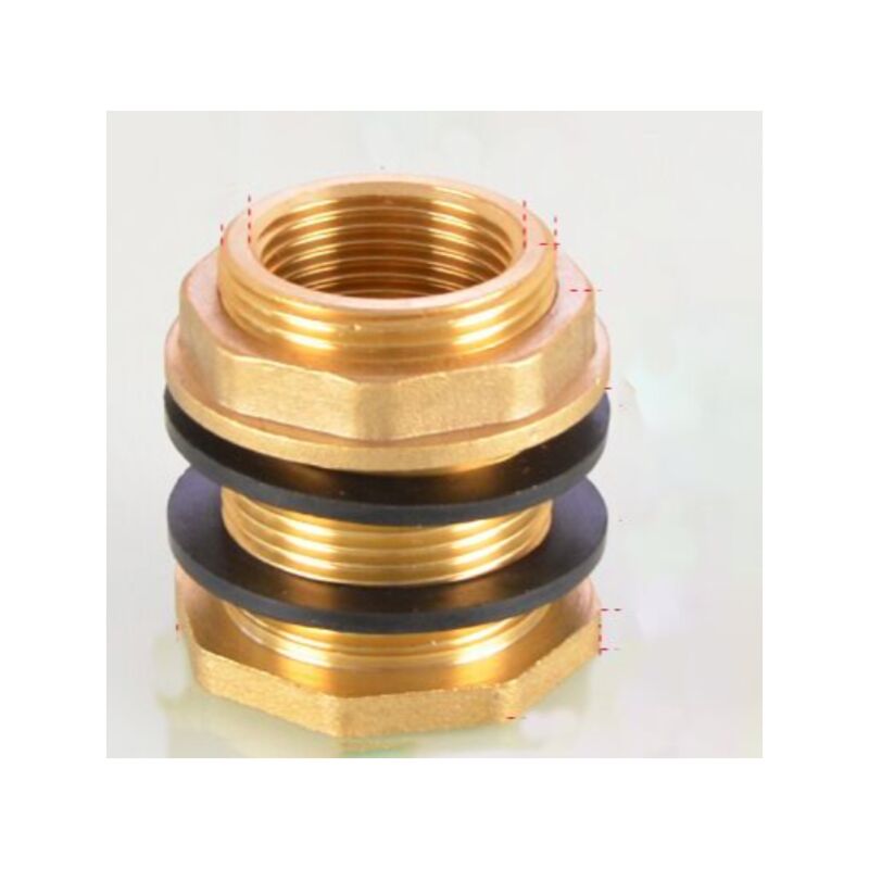 2 Pièces DN40 Laiton Réservoir d'eau Tuyau d'eau Raccord Adaptateur Robinet Douille de Seau à Pluie Douille de Réservoir en Laiton pour Robinet Seau