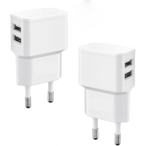 2 Pièces Double Port USB Chargeur avec Prise 5V 2.0A 2 Ports Charger Dual USB Adaptateur Universelle pour Prise Murale Téléphone Tablette Portable Montre Connectee Batterie Externe Enceinte Bluetooth