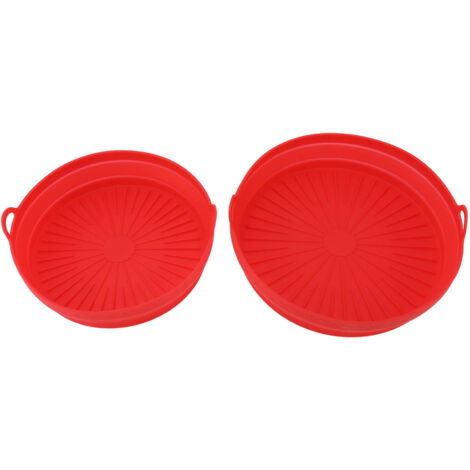 2 Pièces Doublures Silicone pour Friteuse, Panier Pliable Réutilisable, Bol Rouge pour Friteuse