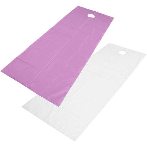 2 pièces Draps Jetables Respirants Imperméables en Polyester pour Table de Massage - Blanc Violet