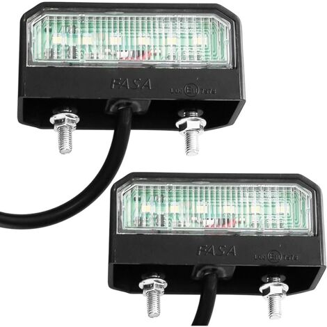 2 Pièces Éclairage Plaque Immatriculation LED 12V 24V ECE Etanche Blanche Froide Feux Arrière de Plaque d’Immatriculation pour Remorque Voiture