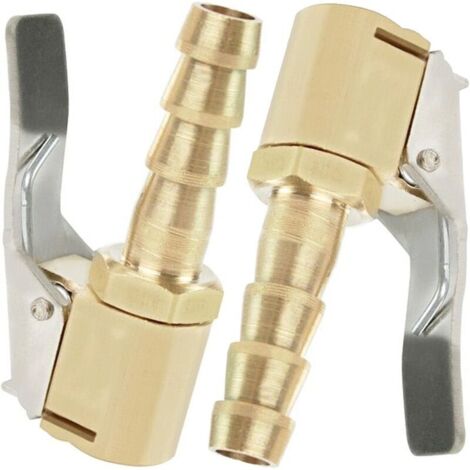 2 Pièces Embout de Gonflage,Embout Gonflage Pneu Voiture,Embout Gonfleur avec Clip,Gonflage Valve Clip Pince Connecteur Adaptateur,pour Valves de Pneu,en Laiton,8mm
