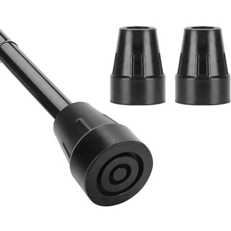 2 Pièces Embouts de Canne 19 mm, Embouts de Remplacement Antidérapants en Caoutchouc Résistant avec Base Renforcée en Acier, Compatibles avec Cannes et Béquilles, Noir