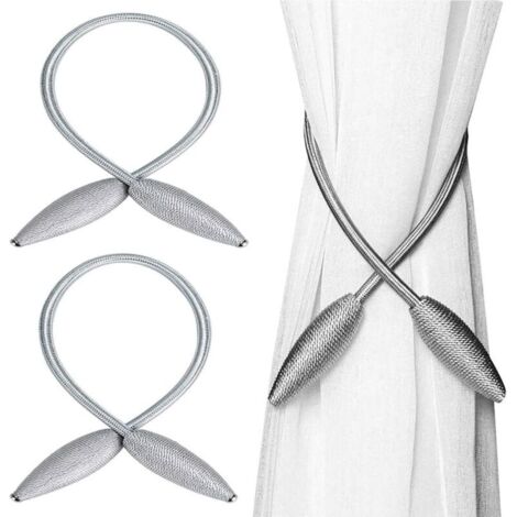 2 Pièces Embrasses à Rideaux Clip, Embrasse Rideau, Alliage Polyester Embrasses de Rideau, pour la Décoration Fenêtre Cuisine Chambre à Coucher du Ssalon de Bureau à Domicile (Gris