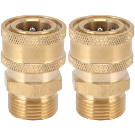2 pièces en cuivre pur M22 adaptateur de raccord de nettoyeur haute pression 3/8 pouces NPT femelle à M22 adaptateur mle trou intérieur 15mm/0.59in