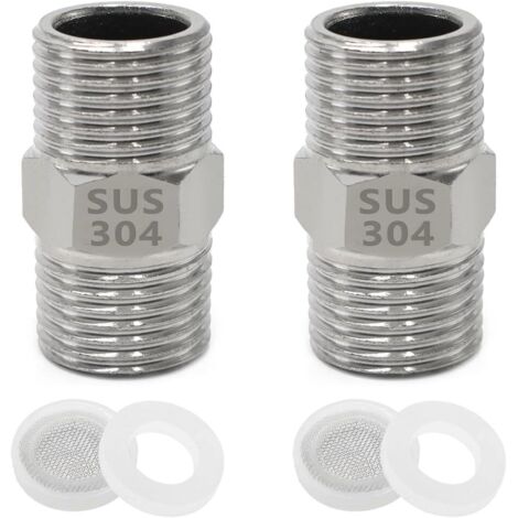 2 Pièces en Mamelon Hexagonal Acier Inoxydable,Mâle BSP Raccords de Tuyauterie Raccord pour Rallonge Connecteur Tuyau -