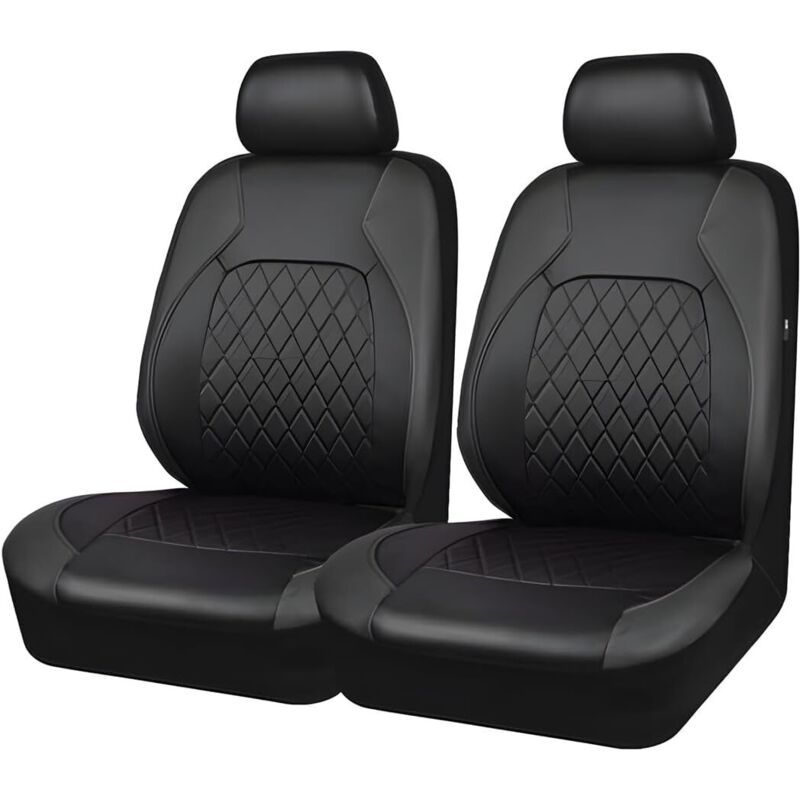2 Pièces Ensemble Complet Housses Siège Voiture Universelles, Housses De Siège De Voiture en Cuir Imperméable, Ensembles Housses De Siège Avant pour