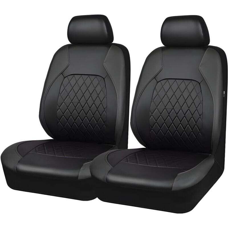 2 Pièces Ensemble Complet Housses Siège Voiture Universelles, Housses De Siège De Voiture en Cuir Imperméable, Ensembles Housses De Siège Avant pour