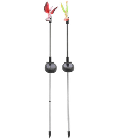 2 pièces/ensemble Lumières LED solaires à fibre optique en forme d'oiseaux pour la décoration de jardins, pelouses et cours