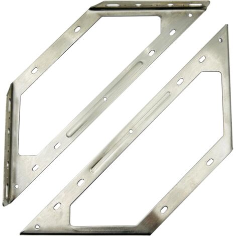 2 Pièces Équerre de fixation, Support triangulaire en fer brossé 385mm, Renfort angle droit pour meubles, Armoire Table Chaise