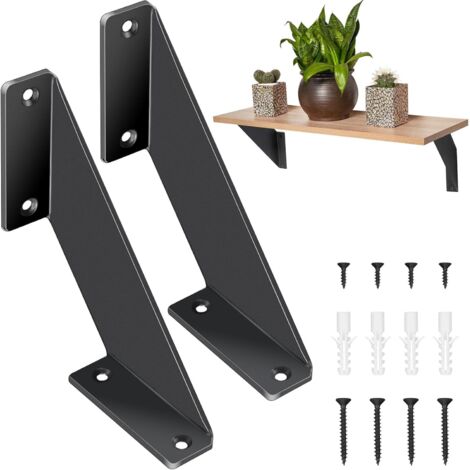 2 Pièces Equerre Etagere Murale,Support Lourd 20cm,Métal Noir,Pour Cuisine,Chambre,Bureau