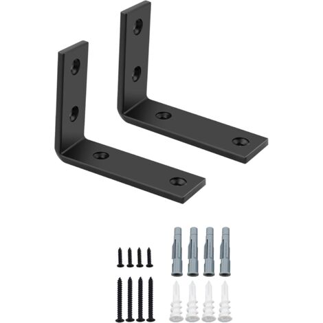 2 Pièces Équerre Support Métal 5MM, Charge Lourde 50KG, Angle Droit 90°, Pour Étagère Murale Salon Cuisine