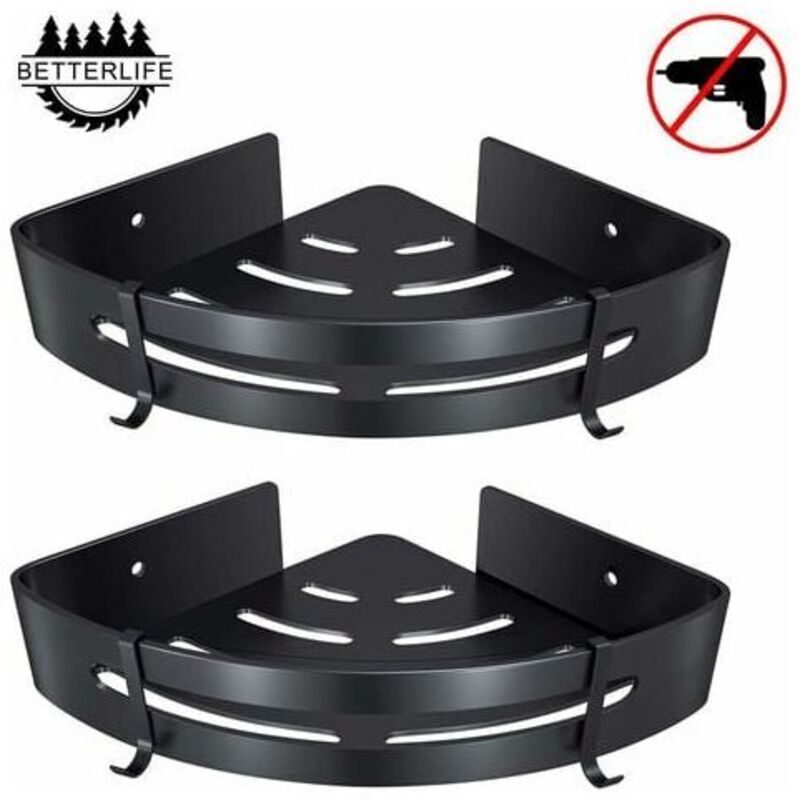 2 pièces Étagère de douche d'angle étagère de salle de bain sans perçage panier rangement de douche étagère de douche murale en aluminium boîte de