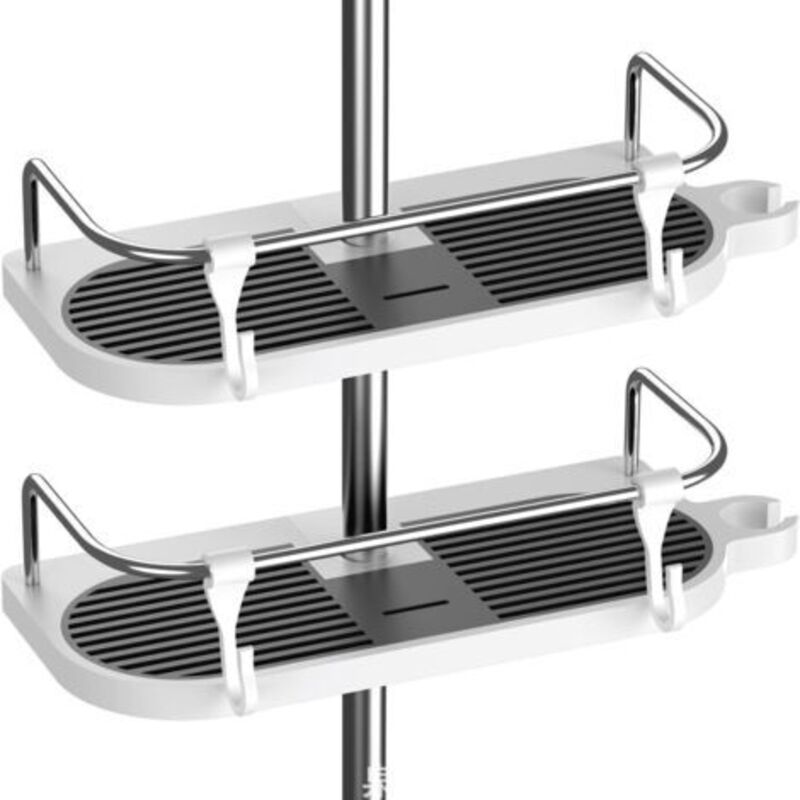2 Pièces Étagère de Douche sans Perçage, Moderne, Organisateur de Salle de Bain pour Barre de Douche Ronde d'un Diamètre de 18 mm à 25 mm