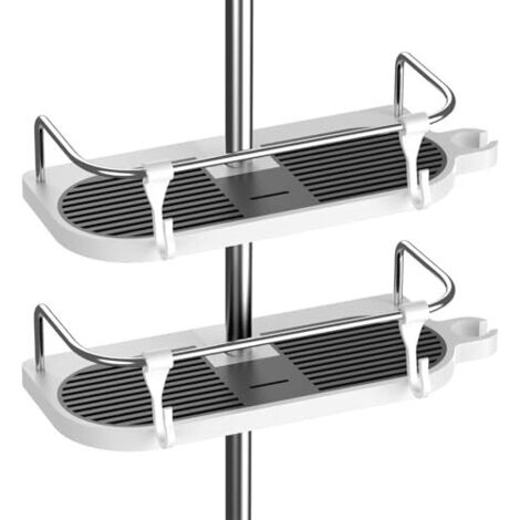 2 Pièces Étagère de Douche sans Perçage, Moderne, Organisateur de Salle de Bain pour Barre de Douche Ronde d'un Diamètre de 18 mm à 25 mm