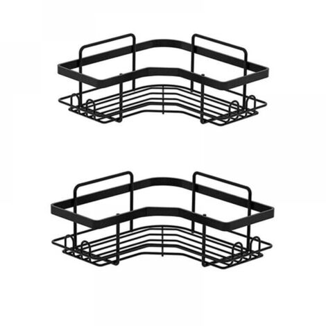 (2 pièces) étagère de salle de bain d'angle noire sans perçage, armoire de rangement pour shampoing et gel douche