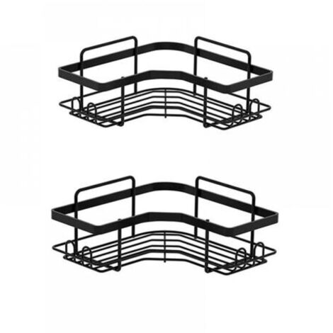(2 pièces) étagère de salle de bain d'angle noire sans perçage, armoire de rangement pour shampoing et gel douche
