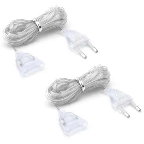 2 pièces extension cord Rallonge transparente 5m extension lead Rallonge fiche euro 220v flat wire extension lead pour les lanternes LED et l'extérieur