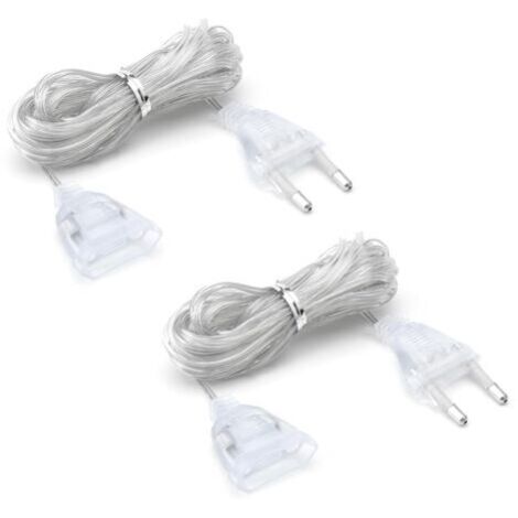 2 pièces extension cord Rallonge transparente 5m extension lead Rallonge fiche euro 220v flat wire extension lead pour les lanternes LED et l'extérieur