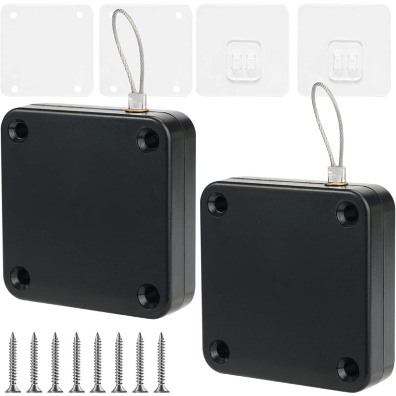 2 pièces Ferme Porte Automatique,Ferme-Porte Avec Cordon,Domicile Ferme Porte Multifonctionnel Ferme Porte à Capteur Automatique Sans Poinçon