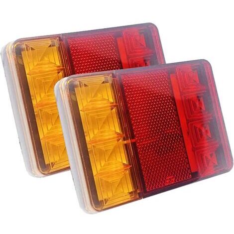 2 Pièces Feu Arrière de Remorque Arrière 12 V 8 LED Universel étanche Arrière Feu d'avertissement Feux Arrière pour Véhicule Agricole Camion