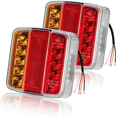 LINGHHANG 2 pièces feux arrière de remorque 26 LED 12 V feux arrière clignotants feux stop réflecteurs feux de plaque d'immatriculation IP67 étanche multifonction remorque camion caravane van bateau