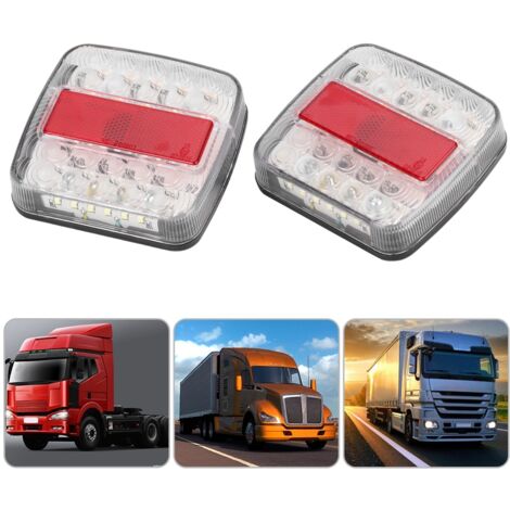 2 Pièces Feux Arrière Double Couleur 20 LED 12V/24V pour Remorque Camion (Blanc)