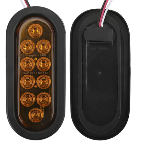 2 pièces Feux de Gabarit Latéraux 10 LED Ovales 6 Pouces IP67 Étanches pour Camion Remorque Ambre