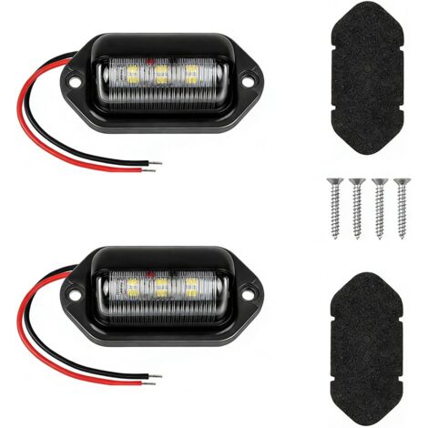 2 Pièces Feux de Plaque, 6SMD LED, Étanche IP67, 12V/24V, pour Camions, Motos, Remorques