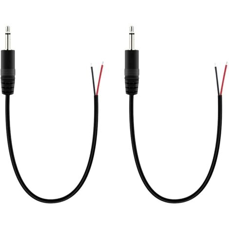2 pièces fiche mâle 3.5 mm à fil nu extrémité ouverte, 25 cm TS 2 pôles mono 1/8" connecteur jack pour réparation de câble audio